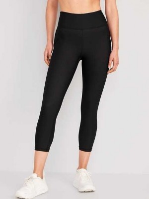 Vêtements De Sport Old Navy High-Waisted PowerSoft Crop Leggings Femme Noir | 970-TNJXQP