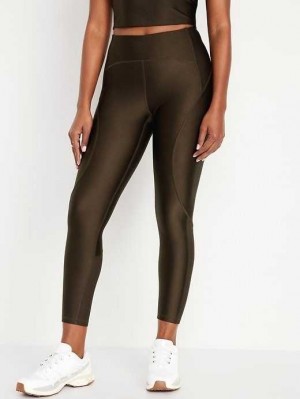 Vêtements De Sport Old Navy High-Waisted PowerSoft 7/8 Shine Leggings Femme Cafe | 390-BSZRWK