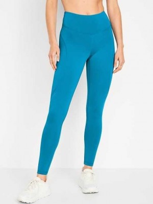 Vêtements De Sport Old Navy High-Waisted PowerSoft Leggings Femme Bleu | 318-YGWAME