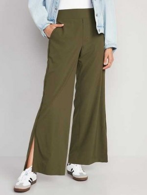 Vêtements De Sport Old Navy High-Waisted StretchTech Split-Hem Larges-Leg Pants Femme Conifer | 973-LTRXUM