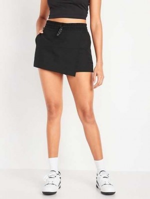 Vêtements De Sport Old Navy High-Waisted StretchTech D'eau-Repellent Wrap-Effect Skort Femme Noir | 784-AOIUFK