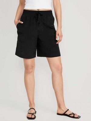 Vêtements De Sport Old Navy High-Waisted Shiny Nylon Bermuda Shorts Femme Noir | 681-XICGRK