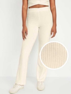 Vêtements De Sport Old Navy High-Waisted Velvet Performance Flare Pants Femme Creme De La Creme | 769-MEJQHW