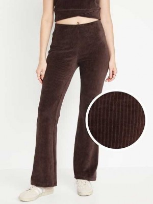 Vêtements De Sport Old Navy High-Waisted Velvet Performance Flare Pants Femme Topsoil | 453-GTYXVO