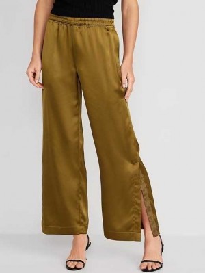 Vêtements De Sport Old Navy Larges-Leg Satin Piste Pants Femme Utility Moss | 538-YCBEDT