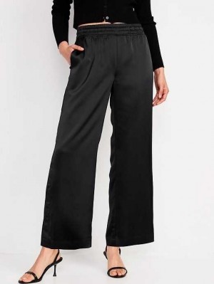 Vêtements De Sport Old Navy Larges-Leg Satin Piste Pants Femme Noir | 097-JCTUVI