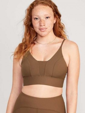 Vêtements De Sport Old Navy Light Support PowerSoft Textured-Rib Sports Bra Femme Date Palm | 538-IFWSQY