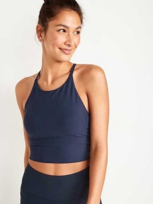 Vêtements De Sport Old Navy Light Support PowerSoft Longline Sports Bra Femme Bleu Marine | 431-AUDTGL