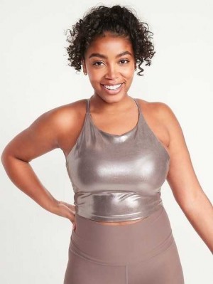 Vêtements De Sport Old Navy Light Support PowerSoft Longline Sports Bra Femme Argent | 396-VNYLUI