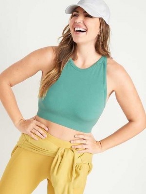 Vêtements De Sport Old Navy Light Support Seamless Rib-Knit Longline Sports Bra Femme Vert Foncé | 305-LISZHK