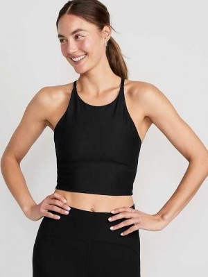 Vêtements De Sport Old Navy Light Support PowerSoft Longline Sports Bra Femme Noir | 268-BELNMU