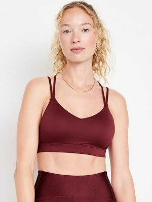 Vêtements De Sport Old Navy Light Support Lanières V-Neck Sports Bra Femme Rouge Foncé | 095-XKBYOV