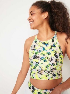 Vêtements De Sport Old Navy Light Support PowerSoft Longline Sports Bra Femme Jaune | 895-JMZQXV