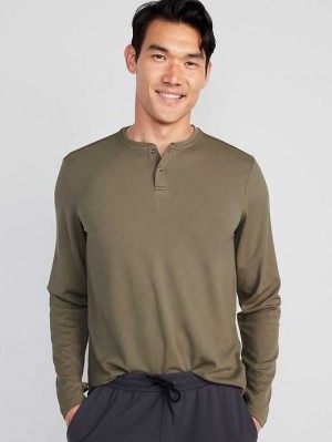 Vêtements De Sport Old Navy Long-Sleeve Thermal-Knit Performance Henley Homme Grise | 463-TBNSUO