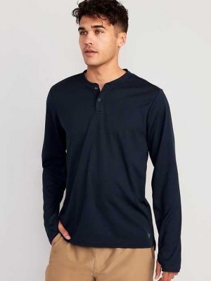 Vêtements De Sport Old Navy Long-Sleeve Thermal-Knit Performance Henley Homme Bleu Marine | 452-JOTAXP