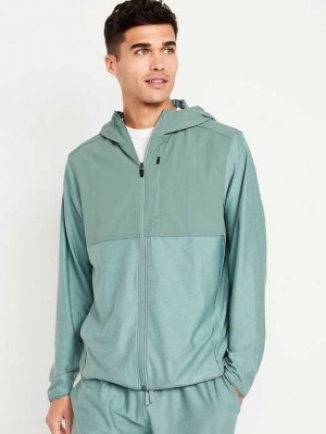 Vêtements De Sport Old Navy Mixed Materiel Full-Zip Hoodie Homme Ionian Sea | 810-NFIUWO