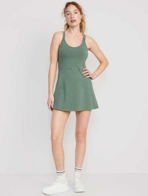 Vêtements De Sport Old Navy PowerChill Sans Manches Lanières Shelf-Bra Robe Femme Forest Shade | 073-FMIXQC