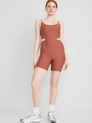 Vêtements De Sport Old Navy PowerSoft Cutout-Taille Bodysuit Femme Apple Cinnamon | 709-UOBXRN