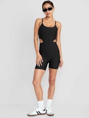 Vêtements De Sport Old Navy PowerSoft Cutout-Taille Bodysuit Femme Noir | 314-RIJMHF