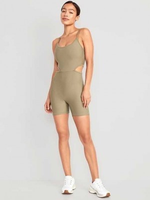 Vêtements De Sport Old Navy PowerSoft Cutout-Taille Bodysuit Femme Fir Tree | 920-ICOFLE
