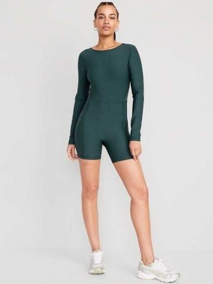 Vêtements De Sport Old Navy PowerSoft Long-Sleeve Bodysuit Femme Vert Foncé | 512-PTBAWL