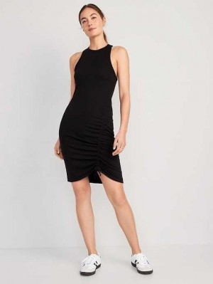 Vêtements De Sport Old Navy UltraLite Racerback Rib-Knit Ruched Robe Femme Noir | 263-JWVPUT